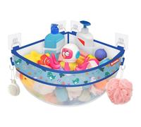 UNEEDE Bathtub Toy Storage for the Corner Wall - Practical Bathroom Organizer with 16.35L Capacity, Dinosaur Print - Ideal for Storing Baby Bath Toys, Space-Saving