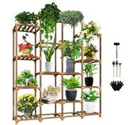 Uneedem Tall Shelf for Multiple Plants Indoor Outdoor 14 Tiers 16 Pot Holder Large Rack Wood Stand Shelves for Room Corner Balcony Garden Patio