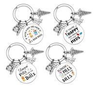 Uneedity 4 Pcs Pharmacy Technician Gifts, Pharmacist Keychain Gifts, Thank You Gift for Pharmacy Tech Nurse Doctor DR RX, Colorful, Medium