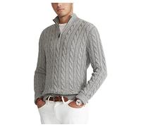 UNeedVog Mens Pullover Sweaters Slim Quarter Zip Knitted Turtleneck Pullover Mock Neck Polo Sweater Gray