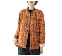 UNeedVog Women's Cotton Padded Coat Floral Print Lightweight Quilted Cotton Jacket Chinese Style Warm