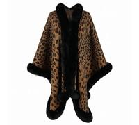 UNeedVog Women's Faux Fur Shawls Luxurious Leopard Print Shawl Wraps Midi Loose Fit Soft Warm Party Cape