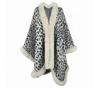 UNeedVog Women's Faux Fur Shawls Luxurious Leopard Print Shawl Wraps Midi Loose Fit Soft Warm Party Cape