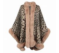 UNeedVog Women's Faux Fur Shawls Luxurious Leopard Print Shawl Wraps Midi Loose Fit Soft Warm Party Cape