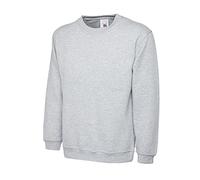 Uneek 300g Plain Classic Crewneck Sweatshirt -Heather Grey - XXX-Large