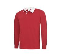 UN lassic Rugby Shirt Unisex Plain Long Sleeve Work Cotton Polo Top UC402