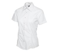 Uneek Clothing Ladies Poplin Half Sleeve Shirt - White - Small