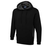 Uneek Clothing Mens Hooded Sweatshirt UC517 Two Tone Black/Charcoal 3XL