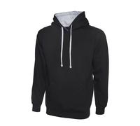 Contrast Hooded Sweatshirt Jumper Uneek Clothing Black L