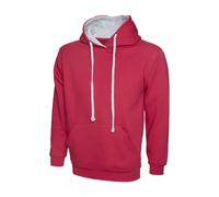 Uneek UC507 Contrast Hooded Sweatshirt Fuchsia/Heather Grey XL Colour XL