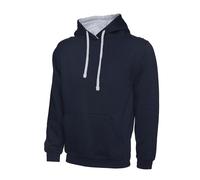 Uneek UC507 Contrast Hooded Sweatshirt Navy/Heather Grey 3XL Colour: 3XL