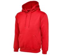 Classic Hooded Sweatshirt Jumper Uneek Clothing Red XS