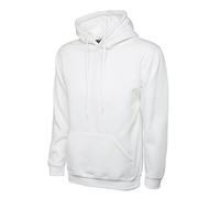 Uneek Clothing Hooded Sweatshirt UC509 Deluxe Classic Plain Pullover Men's White Size M