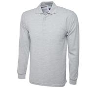 Uneek UC113 Long Sleeve Classic Poloshirt Heather Grey XL Colour: Heat XL