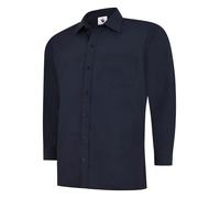Uneek Mens Long Sleeve Poplin Shirt, Easy Care Work Formal Wear Stiff Collar