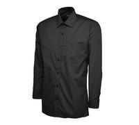 Uneek Mens Long Sleeve Poplin Shirt, Easy Care Work Formal Wear Stiff Collar