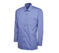 Uneek Mens Long Sleeve Poplin Shirt, Easy Care Work Formal Wear Stiff Collar