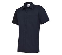Uneek Mens Poplin Shirt Short Sleeve Easy Care Workwear Collar 10 Colours