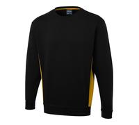 Uneek UC217 Two Tone Crew New Sweatshirt Black/Yellow L Colour: Black/ L