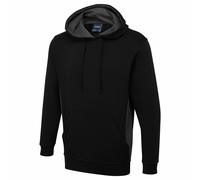 Uneek Clothing Hooded Sweatshirt UC517 Two Tone Black/Charcoal Mens 2XL