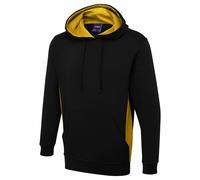 Uneek UC517 Two Tone Hooded Sweatshirt Black/Yellow 3XL Colour: Black/ 3XL