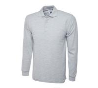 Uneek UC113 Long Sleeve Classic Poloshirt Heather Grey 2XL Colour: Hea 2XL