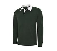 Uneek UC402 Classic Rugby Shirt 280GSM Bottle Green M Colour: Green, S M
