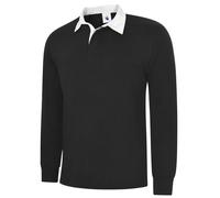 Uneek UC402 Classic Rugby Shirt 280GSM Black 3XL Colour: Black, Size: 3XL