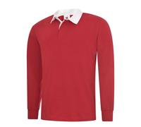 Uneek UC402 Classic Rugby Shirt 280GSM Red L Colour: Red, Size: L L
