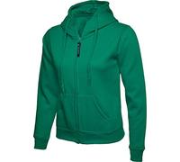 Uneek Uc505 Ladies Classic Full Zip Hooded Sweatshirt Kelly Green 2xl