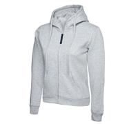 Uneek UC505 Ladies Classic Full Zip Hoodie 300GSM Heather Grey 3XL Col 3XL