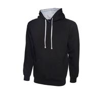 Contrast Hooded Sweatshirt Jumper Uneek Clothing Black XL