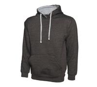 Uneek UC507 Contrast Hooded Sweatshirt Charcoal/Heather Grey 2XL Colo 2XL