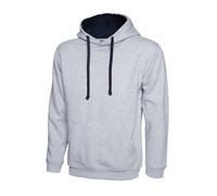 Uneek UC507 Contrast Hooded Sweatshirt Heather Grey/Navy 3XL Colour: 3XL