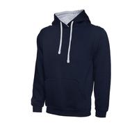 Uneek UC507 Contrast Hooded Sweatshirt Navy/Heather Grey 3XL Colour: 3XL