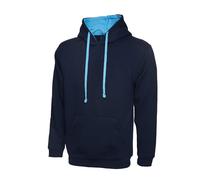 Uneek UC507 Contrast Hooded Sweatshirt Navy/Sky XS Colour: Navy/Sky, XS