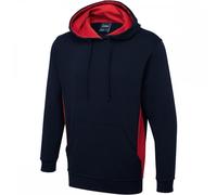 Uneek Clothing Two Tone Hooded Sweatshirt - Navy/Red - 3XL