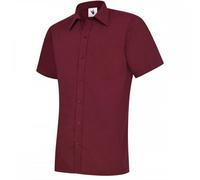 Uneek UC710 Mens Poplin Half Sleeve Shirt Burgundy 16" Colour: Bu 16"