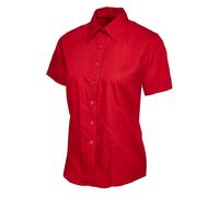Uneek UC712 Ladies Poplin Short Sleeve Shirt Red M Colour: Red, Size: M