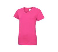 Uneek - Unisex Classic V Neck T Shirt - Reactive Dyed - Hot Pink - Size Xs