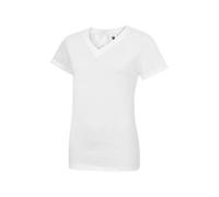 Uneek - Unisex Classic V Neck T Shirt - Reactive Dyed - White - Size L