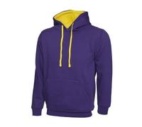 Uneek UC507 Contrast Hooded Sweatshirt Purple/Yellow S Colour: Purple S