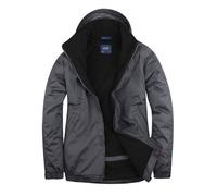 Uneek - Unisex Premium Outdoor Jacket - Main Fabric: 100% Polyester Waterproof Coated Fabr - Deep Grey/black - Size 3Xl