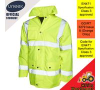 UNEEK Unisex Road Safety Jacket Padded Breathable Waterproof Hi-Viz Work Coat