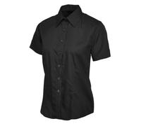 Uneek - Women's/ladies Ladies Poplin Half Sleeve Shirt - 65% Polyester 35% Cotton Poplin - Black - Size 3Xl