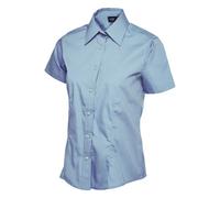 Uneek - Women's/ladies Ladies Poplin Half Sleeve Shirt - 65% Polyester 35% Cotton Poplin - Light Blue - Size 3Xl