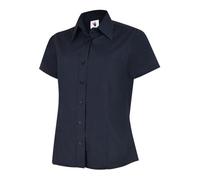 Uneek - Women's/ladies Ladies Poplin Half Sleeve Shirt - 65% Polyester 35% Cotton Poplin - Navy - Size 2Xl