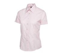 Uneek UC712 Ladies Poplin Short Sleeve Shirt Pink 3XL Colour: Pink, Si 3XL