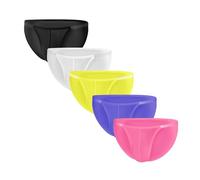 Uneihoiz Men's Stylish Invisible Straps Waist Cool Ice Silk Sexy Pouch Briefs Underwear Large 5-Pack