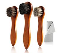 Unekez 4-Piece Horse Hair Shoe Brush Shine Kit, Shoe Polish Brush, Leather Shoes Boot Cleaning Brushes Care Clean Dauber ApplicatorQ